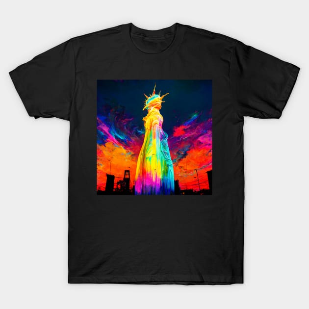 psychedelic statue of liberty T-Shirt by heartyARTworks